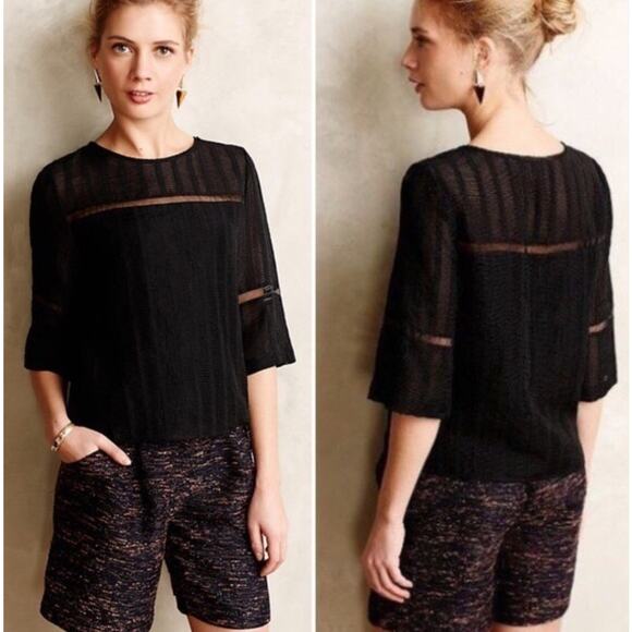 HD in Paris Tops - Anthropologie HD In Paris Tracery Black Mesh Top Size 4 Boho Lattice